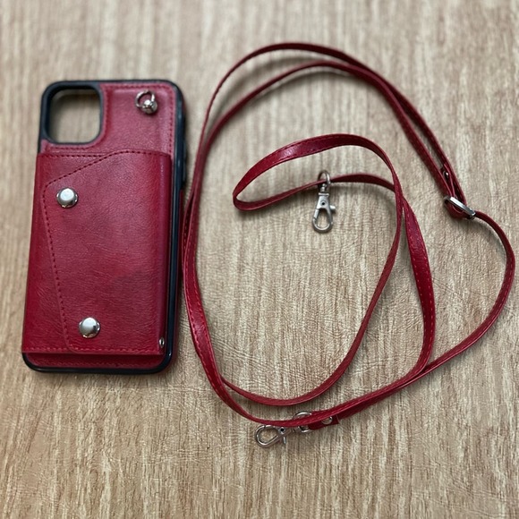 iPhone 11 Pro Max Phone Card Holder Case with Neck Strap Crossbody Strap - Picture 2 of 14